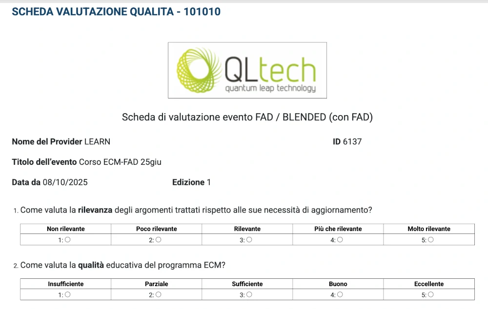scheda valutazione qualità